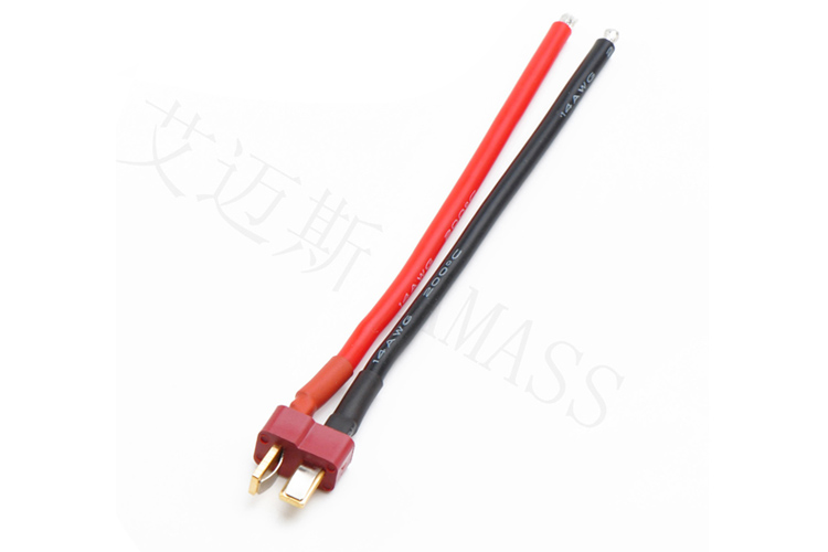 AM-9016 AMASS出品T插单头接线 公头/母头 线长10cm 14AWG特软硅胶线