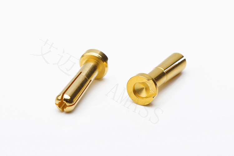 AM-1003G AMASS出品 正品4mm香蕉插头(公头)7u镀金 可垂直焊接 顶部开槽