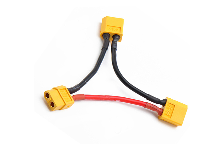 AMASS出品 XT60串联线7cm 1母2公 电流稳定 14AWG/12AWG硅胶线
